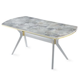 Τραπέζι Ikon 974NMB1152 180x90x77cm White-Gold Πλαστικό,Mdf