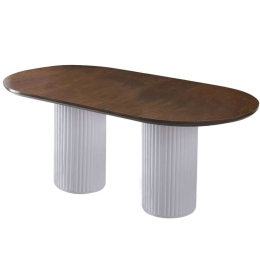 Τραπέζι Li 974NMB1550 200x100x77cm Walnut-White Mdf,Ξύλο