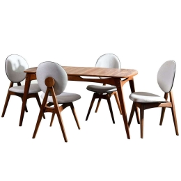 Τραπεζαρία Touch (Σετ 5Τμχ) 998VOW2129 160x80x75cm Walnut-Cream 4 Θέσεων Ξύλο,Ύφασμα