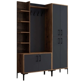 Έπιπλο Εισόδου Viyana 845HCT4223 150x35x200cm Walnut-Anthracite Μελαμίνη,Μέταλλο