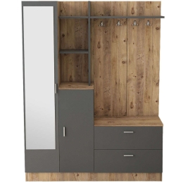 Έπιπλο Εισόδου 956LCS2801 140x36,8x181,8cm Oak-Anthracite Μοριοσανίδα, Μελαμίνη