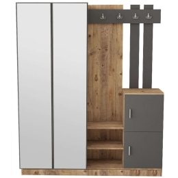 Έπιπλο Εισόδου 956LCS2806 147,2x37,5x179,7cm Oak-Anthracite Μοριοσανίδα, Μελαμίνη