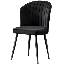 Καρέκλα Rubi (Σετ 4Τμχ) 107BCK1105 52x42x85cm Black Mdf, Ύφασμα