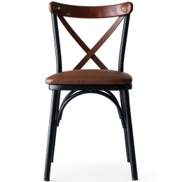 Καρέκλα Ekol (Σετ 4Τμχ) 974NMB1175 42x42x84cm Brown-Black Μέταλλο,Τεχνόδερμα