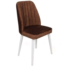 Καρέκλα Alfa (Σετ 4Τμχ) 974NMB1572 50x49x90cm Brown-White Βελούδο, Μέταλλο