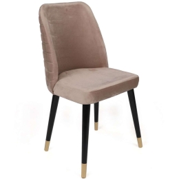 Καρέκλα Hugo (Σετ 2Τμχ) 974NMB1668 50x49x90cm Black-Beige Μέταλλο,Βελούδο,Ξύλο