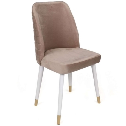 Καρέκλα Hugo (Σετ 2Τμχ) 974NMB1676 50x49x90cm White-Beige Μέταλλο,Βελούδο,Ξύλο