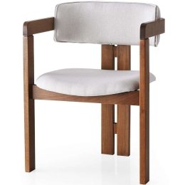Πολυθρόνα Co 974NMB1709 58x49x76cm Walnut-Cream Βελούδο, Ξύλο