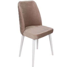 Καρέκλα Tutku (Σετ 4Τμχ) 974NMB1613 50x49x90cm Beige-White Βελούδο, Μέταλλο