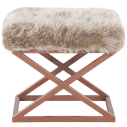 Σκαμπό Capraz Plush 383EVN1230 50x40x42cm Copper-Brown