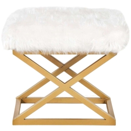 Σκαμπό Capraz Plush 383EVN1221 50x40x42cm Gold-White