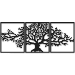 Διακοσμητικό Τοίχου (Σετ 3Τμχ) 448NRA1107 124x49cm Black Wallity Μέταλλο
