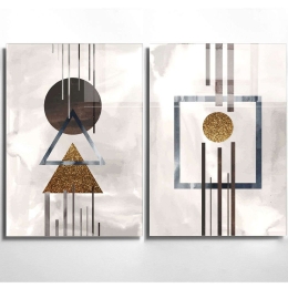 Πίνακας Γυάλινος (Σετ 2Τμχ) 698GLS1148 30x45cm Multi Wallity Κάθετοι Γυαλί