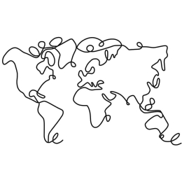 Διακοσμητικό Τοίχου World Map 930DYU1159 120x1,5x70cm Black Wallity Metal