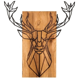 Διακοσμητικό Τοίχου Deer 279ENZ1806 61x66cm Black-Walnut Wallity Μέταλλο,Ξύλο