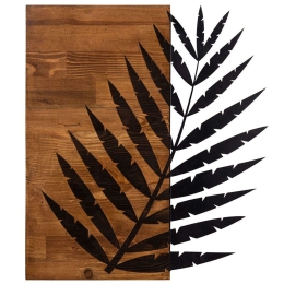 Διακοσμητικό Τοίχου Leaf 279ENZ1717 50x58cm Black-Walnut Wallity Μέταλλο,Ξύλο
