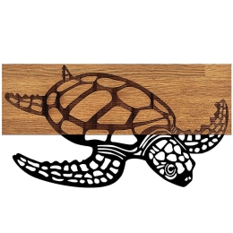 Διακοσμητικό Τοίχου Caretta Caretta 899SKL2301 58x3x32cm Black-Walnut Wallity Μέταλλο,Ξύλο