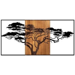 Διακοσμητικό Τοίχου Acacia Tree 899SKL2315 147x3x70cm Black-Walnut Wallity Μέταλλο,Ξύλο
