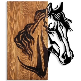 Διακοσμητικό Τοίχου Horse 891TNL2371 48x57cm Black-Walnut Wallity Μέταλλο,Ξύλο