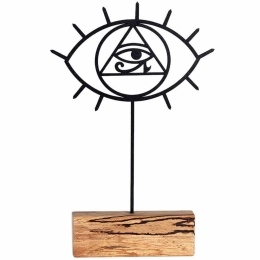 Διακοσμητικό Επιτραπέζιο Eye 533BSG1167 17x3,5x35cm Natural-Black Aberto Design Μέταλλο,Ξύλο