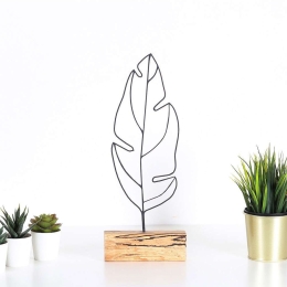 Διακοσμητικό Επιτραπέζιο Feather 533BSG1128 17x3,5x41cm Natural-Black Aberto Design Μέταλλο,Ξύλο