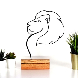 Διακοσμητικό Επιτραπέζιο Lion 533BSG1164 17x3,5x32cm Natural-Black Aberto Design Μέταλλο,Ξύλο