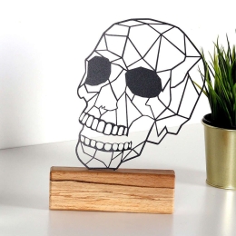 Διακοσμητικό Επιτραπέζιο Skull 533BSG1155 17x3,5x29cm Natural-Black Aberto Design Μέταλλο,Ξύλο