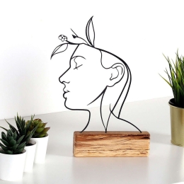 Διακοσμητικό Επιτραπέζιο Woman 533BSG1149 17x3,5x32cm Natural-Black Aberto Design Μέταλλο,Ξύλο