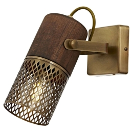 Φωτιστικό Τοίχου - Απλίκα 301AUR1286 6x12x12cm 1xE27 60W Walnut-Gold Opviq