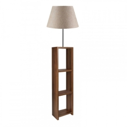 Φωτιστικό Δαπέδου Launo 208901 38x38x150cm Beige-Walnut Megapap Mdf,Ύφασμα,Pvc