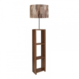 Φωτιστικό Δαπέδου Launo 208902 38x38x150cm Brown-Walnut Megapap Mdf,Ύφασμα,Pvc