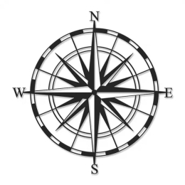 Διακοσμητικό Τοίχου Compass 214239 45x3x45cm Black Megapap Μέταλλο