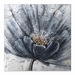 Πίνακας Σε Καμβά Blue Flower 127938 Ψηφιακής Εκτύπωσης 100x100x3cm Grey-Blue Megapap Τετράγωνοι Καμβάς