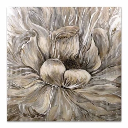Πίνακας Σε Καμβά Golden Flowers 127933 Ψηφιακής Εκτύπωσης 100x100x3cm Gold Megapap Τετράγωνοι Καμβάς
