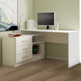 Γραφείο Keith 208265 Γωνιακό Αναστρέψιμο 138x50x74,5cm White