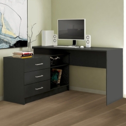 Γραφείο Keith 208266 Γωνιακό Αναστρέψιμο 138x50x74,56cm Anthracite