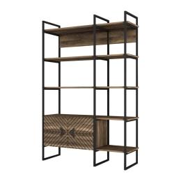 Βιβλιοθήκη Eduardo 215993 120x39x180cm Walnut Μελαμίνη,Μέταλλο