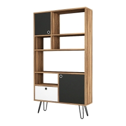 Βιβλιοθήκη Karamel 215994 90x25x160cm Walnut - Anthracite Μελαμίνη