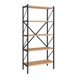 Βιβλιοθήκη Jocasta 212514 66x34x160cm Pine Oak Μελαμίνη,Μέταλλο