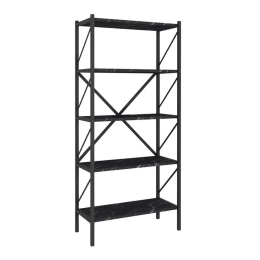 Βιβλιοθήκη Jocasta 212515 66x34x160cm Black Marble Effect Μελαμίνη,Μέταλλο