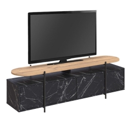Έπιπλο Tηλεόρασης Hanley 214162 160x35,6x48cm Black Marble Effect Μελαμίνη