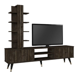 Σύνθεση Tηλεόρασης Agneta 212788 180x35x149cm Black Rebab Μελαμίνη