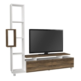 Σύνθεση Tηλεόρασης Tulip 212826 160x29,5x160cm White - Walnut Μελαμίνη