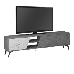 Έπιπλο Tηλεόρασης Fiona 214134 180x35,6x48cm Retro Grey - White Marble Effect Μελαμίνη