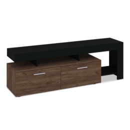 Έπιπλο Tηλεόρασης Jethro 211714 160x41x53cm Black - Light Walnut Μελαμίνη