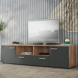 Έπιπλο Tηλεόρασης Lennox 206419 180x41x42cm Light Walnut - Anthracite Μελαμίνη