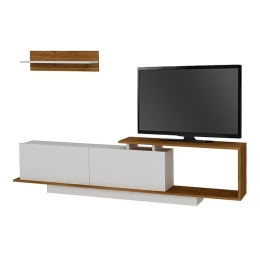 Έπιπλο Tηλεόρασης Novara 212807 Με Ράφι 180x29,6x45cm White - Walnut Μελαμίνη