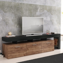 Έπιπλο Tηλεόρασης Jethro 206437 220x40x52cm Black - Light Walnut Μελαμίνη