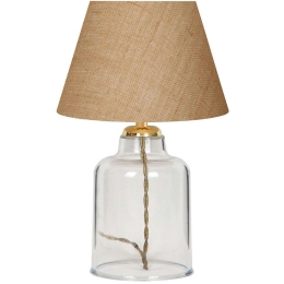 Φωτιστικό Επιτραπέζιο Atkinson 0123703 22x14x30cm 1xE27 Brown-Gold Megapap Πλαστικό, Ύφασμα