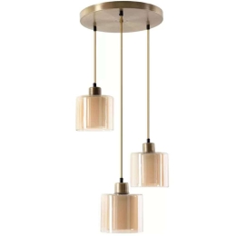Φωτιστικό Οροφής Oriana 0124878 30x30x70cm 3xE27 60W Gold Megapap Μέταλλο,Γυαλί